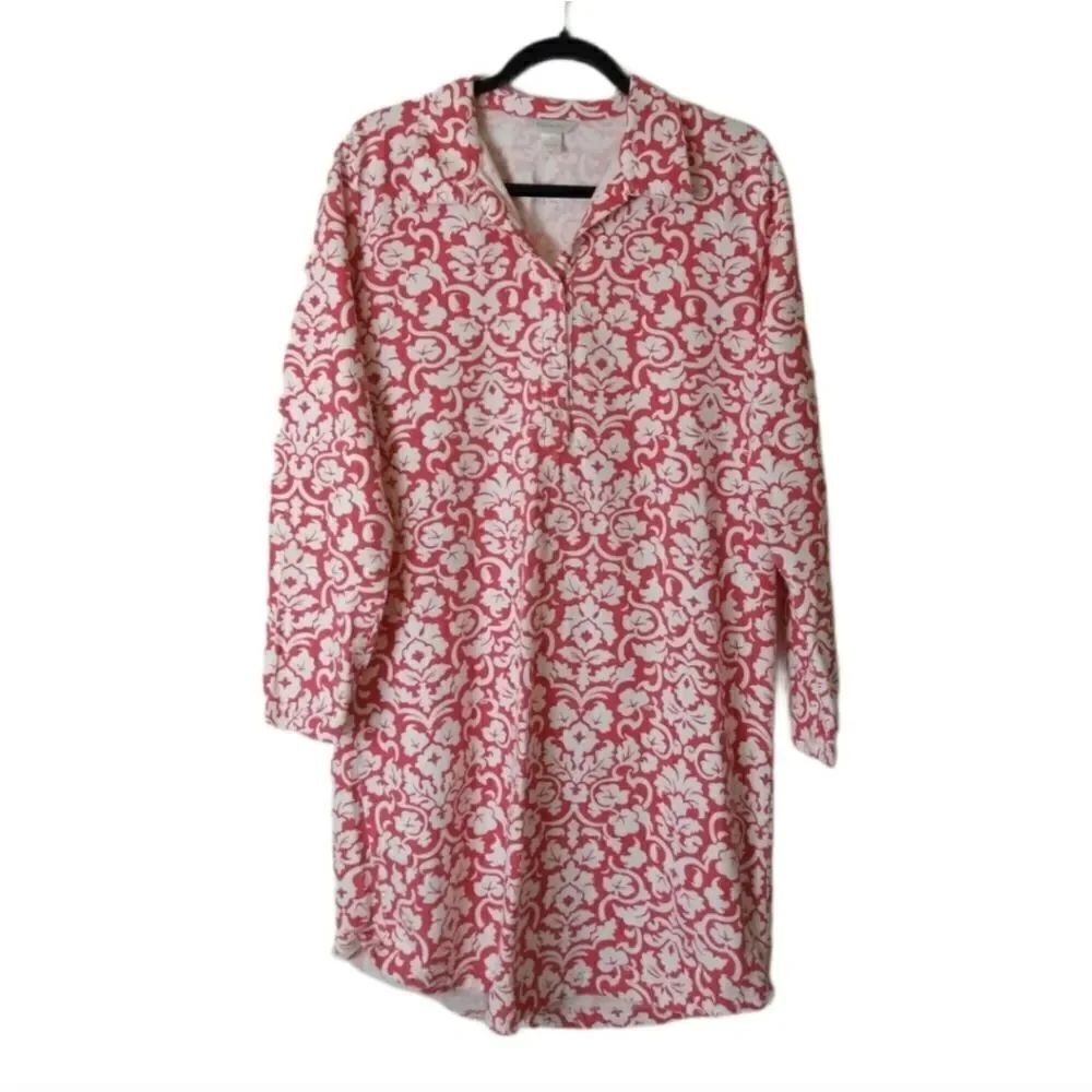 Garnet Hill Cotton Sleep Shirt Nightgown Pink XSMALL